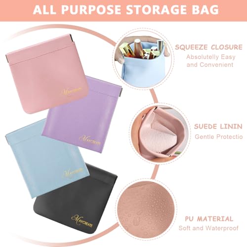 MAYCREATE® 4 Pack Mini Makeup Bag Small Pouches for Women PU Cosmetic Squeeze Top Pocket Storage Coin Purse Lipstick Jewelry Accessories Self-Closing 4.3X4.7In Assorted 2PCS MAYCREATE® 4 Pack Mini Makeup Bag Small Pouches for Women PU Cosmetic Squeeze Top Pocket Storage Coin Purse Lipstick Jewelry Accessories Self-Closing 4.3X4.7In Assorted 2PCS